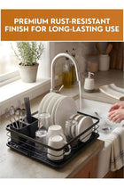 Stainless Steel Dish Drying Rack for Kitchen Countertop – Rustproof Dish Drainer with Removable Drain Tray