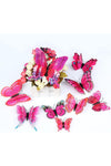 12pcs Rose Red 3D Butterfly Wall Stickers, PVC Waterproof, Realistic Style, Cut Outs, For Walls, Glass, Metal, Plastic, Indoor Use