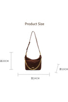 Elegant Suede Crossbody Handbag, Brown PU Leather with Gold Chain Strap, Vintage Style Shoulder Purse, Large Capacity Tote for Daily Use Tote Handbag for Women