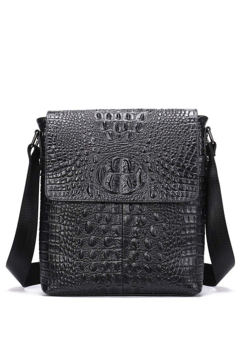 Handmade crocodile pattern genuine leather men's messenger bag, side bag for men, wear-resistant leather large capacity