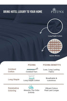 Pure Combed Cotton Bed Sheet Set Queen Size Dark Blue, 400 Thread Count Sateen Weave
