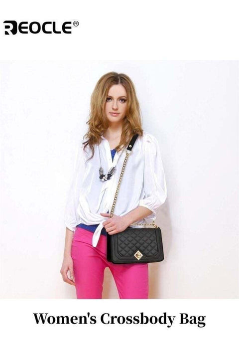 Women's Crossbody Bag Fashion Shoulder Bag Purse PU Leather Quilted Handbags with Gold Chain Strap