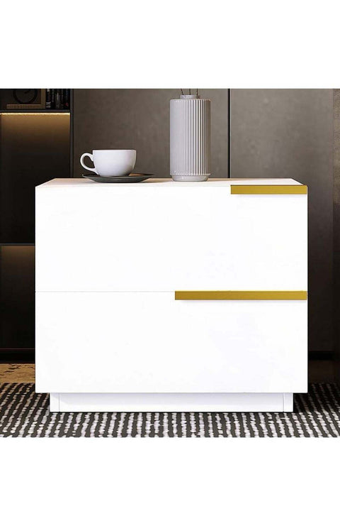 Modern Bedside Table Bedside Cabinet Nightstand with 2 Drawers and Spacious Countertop for Bed Side Sofa Bedroom Living Room（White 50×42×60CM）