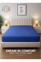 1-Piece Microfiber Fitted Sheet Striped, Royal Blue, Soft Fabric Deep Pocket