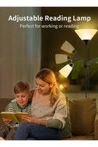 LED Floor Lamp with Double Lights, Vertical Ground Lamp With Adjustable Reading Light, Standing Light for Living Room, Bedroom, Office