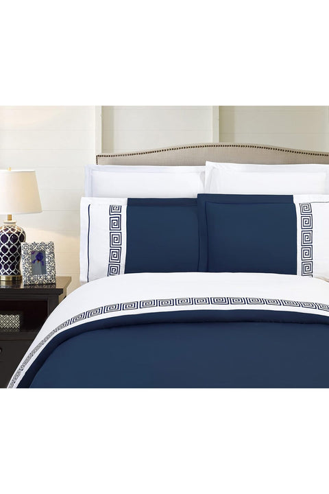 Luxurious Hotel Collection Super-Soft 1500 Thread Count 2-Piece Greek Pattern Duvet Cover Set