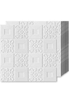 10 x 3D Brick Wall Stickers White 70 x 70 cm Modern Waterproof PE Foam Self-Adhesive Wallpaper Panels for Living Room Kitchen Home Bedroom TV Wall Decoration