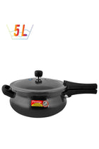 Deluxe Plus Hard Anodised Aluminium Pressure Cooker | With Lid |Curved Design|User Friendly Handles Black 5Liters
