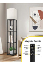 Floor Lamp with Shelves and Remote Control, Dimmable LED Standing Lamp, Black, 160cm