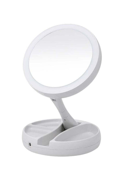 Double Sided Magnifying Vanity Mirror With Touch Control LED White