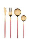 4-Piece Stainless Steel Cutlery Set Pink/Gold 220mm