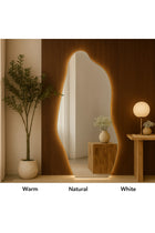 Irregular LED Backlit Full-Length Mirror Modern Organic Shape Floor Mirror for Bedroom & Living Room (180X80cm)