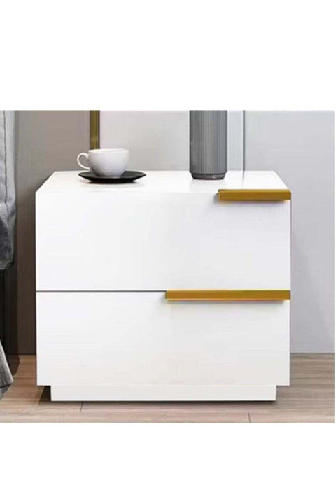 Modern Bedside Table Small Wooden Table with 2 Drawers and Spacious Countertop for Bed Side Sofa End Simple Nightstand Bedside Cabinet Storage for Bedroom Living Room (White)