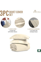 Luxury 100% Cotton Double Duvet Cover Set 200x200 cm New Ivory, 800 Thread Count