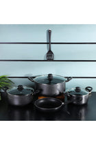 8 Piece Non Stick Cookware Set DC2911 CD Bottom, Bakelite Handles And Glass Lid Casserole, Fry Pan, Nylon Turner