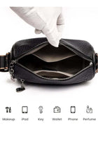 Women Genuine Leather Shoulder Bag Large-Capacity Multi-Pocket Satchel, Ladies Crossbody Bag With Neat Stitching For Teenager Youth Daily Casual Travel, Trendy Cross Bags For Party Outings (Bl