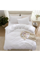 100% Organic Cotton Duvet Cover Set - Double Size, White 3-Piece Bedding Set, Soft Breathable Fabric