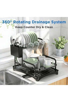 2-Tier Dish Drying Rack with No Water Buildup Drainboard, Keeps Counter Dry, Large Capacity Rustproof Dish Drainer for Kitchen Countertop with Utensil Holder