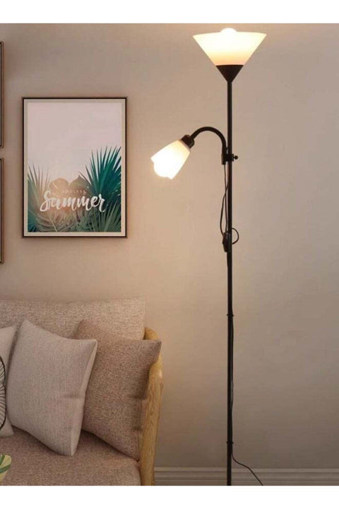 LED Floor Lamp with Double Lights 3 Color Modes, Vertical Ground Lamp With Adjustable Reading Light