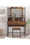 Dressing Table Vanity Style with Lighted Mirror Brown