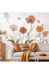 Boho Flower Wall Stickers - Wildflower Floral Grass Peel and Stick Wall Decals for Living Room, Bedroom, Nursery, Apartment Decor, Removable Wall Art Mural