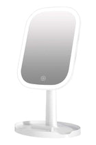 Adjustable LED Makeup Mirror with Storage Tray White