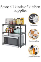 Kitchen Storage Rack, Multifunctional Microwave rack,Countertop Rack Organizer with Non-Slip Feet, for Spices, Pots and Pans（Black）
