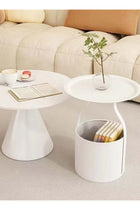 1-Piece Multifunction Round Edge Table Sofa Side End Table Coffee Table Nightstand with Storage Bucket Box for Living Room Bedroom Home Office Furniture 45x52 cm (Fully Assembled)