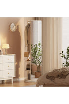 Rotaty Full Length Mirror, 166 × 30 CM, Unique Solid Wood Oversized Floor Mirror with Coat Rack, Full Body Mirror for Bedroom, Entryway, Living Room (White)