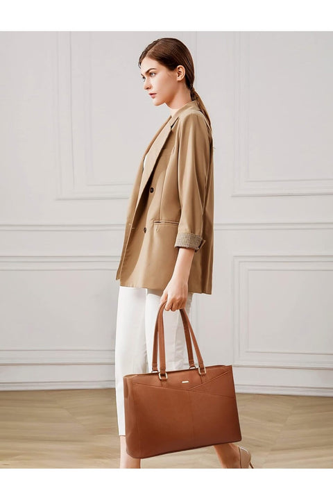 Laptop Tote Bag for Women 15.6 Inch Waterproof PU Leather Computer Bags Women Business Office Work Bag Briefcase