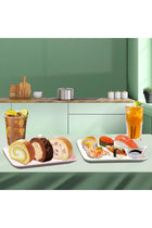4 Colors Big Rectangular Dinner Plates Unbreakable Wheat Straw Plates, Reusable Durable Lightweight Salad Plate
