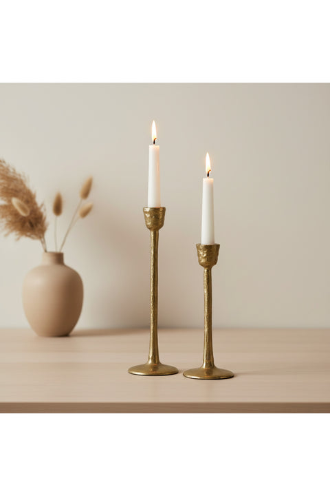 Metal Candle Holder, Set of 2 - Gold