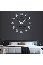Vangold Large 3D DIY Wall Clock Roman Numerals Clock Frameless Mirror Surface Wall Sticker Home Decor for Living Room Bedroom (Silver)