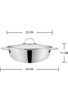 PLATINUM TRIPLY STAINLESS STEEL EXTRA DEEP KADAI/KADHAI WITH STAINLESS STEEL LID - 8 LITERS (32 CM), VTK032