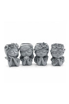 Beram Bonsai Craft Vase 4-Set Pray Dream Flower Blessing Dolls Grey Polyresin Decorative Succulent Planters Elegant Home Office Desk Decor Flower Pots Pen Pencil Holders Propagator Kit Gift(4Pcs Set)