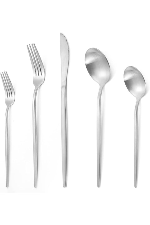 LAZAHOME Silverware Set, Stainless Steel Flatware Cutlery, 5-Piece Kitchen Utensil Set Include Spoons And Forks Set.