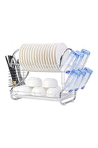 2 Layer Dish Drainer Rack Silver 35cm