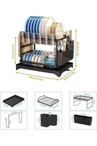 Chanskyu Kitchen Dish Drying Rack, Large 2-Tier Dish Rack with Drainer Board, Multi-Use Utensil Organizer and Cup Holder (2 Tier-black)