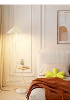 Nordic Atmosphere Floor Lamp Standing Floor Light with Wood Table Brightness Control Lampshade Floor Lamps Side Table for Living Room Bedroom 26x155 Centimeter