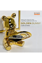 BERAM Golden Bunny Piggy Bank with Key Stand – Ceramic Art Sculpture, Modern Abstract Home Decor, Indoor Shelf Ornament & Functional Office, Living Room, Dining Room Centerpiece