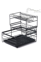 Dish Drying Rack 3 Tier Dish Rack Steel with Removable Drain Board Storage Rack for Dishes Drainer Utensil Holder for Kitchen Countertop Organizer Storage,model:Black Black 3 Tier Rack