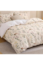 Herside Vintage Floral Duvet Cover Set Double 3 Pieces Soft Microfibre Botanical Flower Print Bedding Set Lightweight