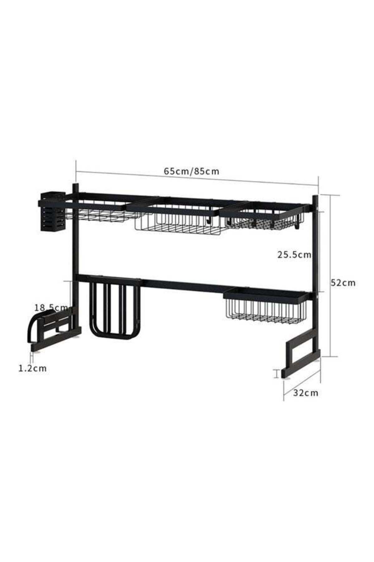 Dish Drainer Drying Dryer Rack Black 65 x 52 x 32cm
