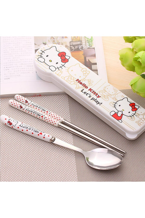 Portable Stainless Steel Cat Utensil Set, 3 Pack Reusable Travel Cutlery with Case