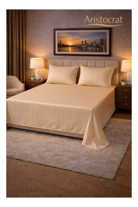 3‑Piece Striped Microfiber Flat Bed Sheet Set, suitable for Queen and King sizes, 220x240cm