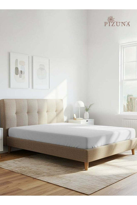 Pure 100% Cotton Twin Fitted Bed Sheet 120x200 cm White, 400 TC Sateen Weave, Deep Pocket