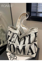 Women Stylish Canvas Bag, Large Capacity Shoulder Bag with Zipper Closure, Casual Tote Handbag