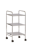 Zenments 3 Tiers Metal Shelf Trolley, Steel Utility Cart Serving Cart Rolling Trolley Storage Cart with Wheels and Handles, Storage Organizer for Home Kitchen Hotels Hospitals - ZEN-263