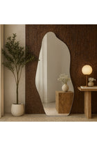Irregular LED Backlit Full-Length Mirror Modern Organic Shape Floor Mirror for Bedroom & Living Room (180X80cm)