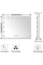 Hollywood Vanity Mirror with LED Lights, Touch Control, Large Makeup Mirror with 15 Bulbs, White (15LED White 60cmx52cm)